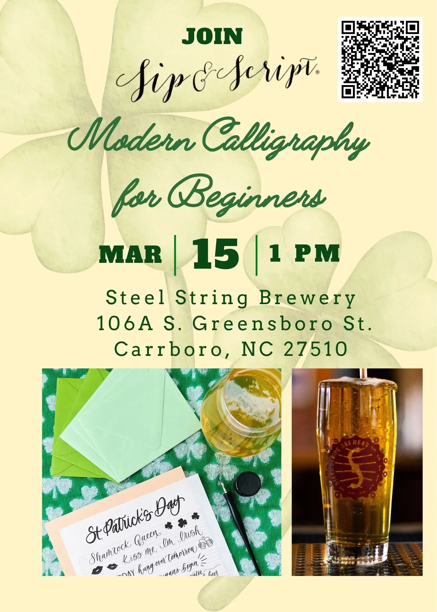 Modern Calligraphy for Beginners at Steel String (Taproom)