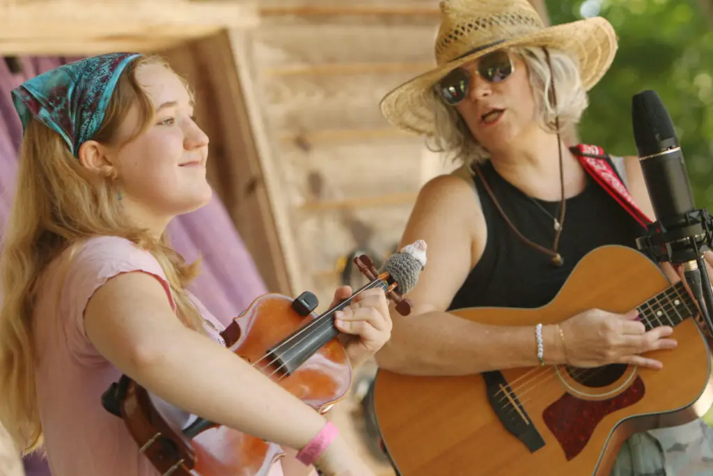 Musicians performing at the Hoppin' John Fiddlers' Convention.