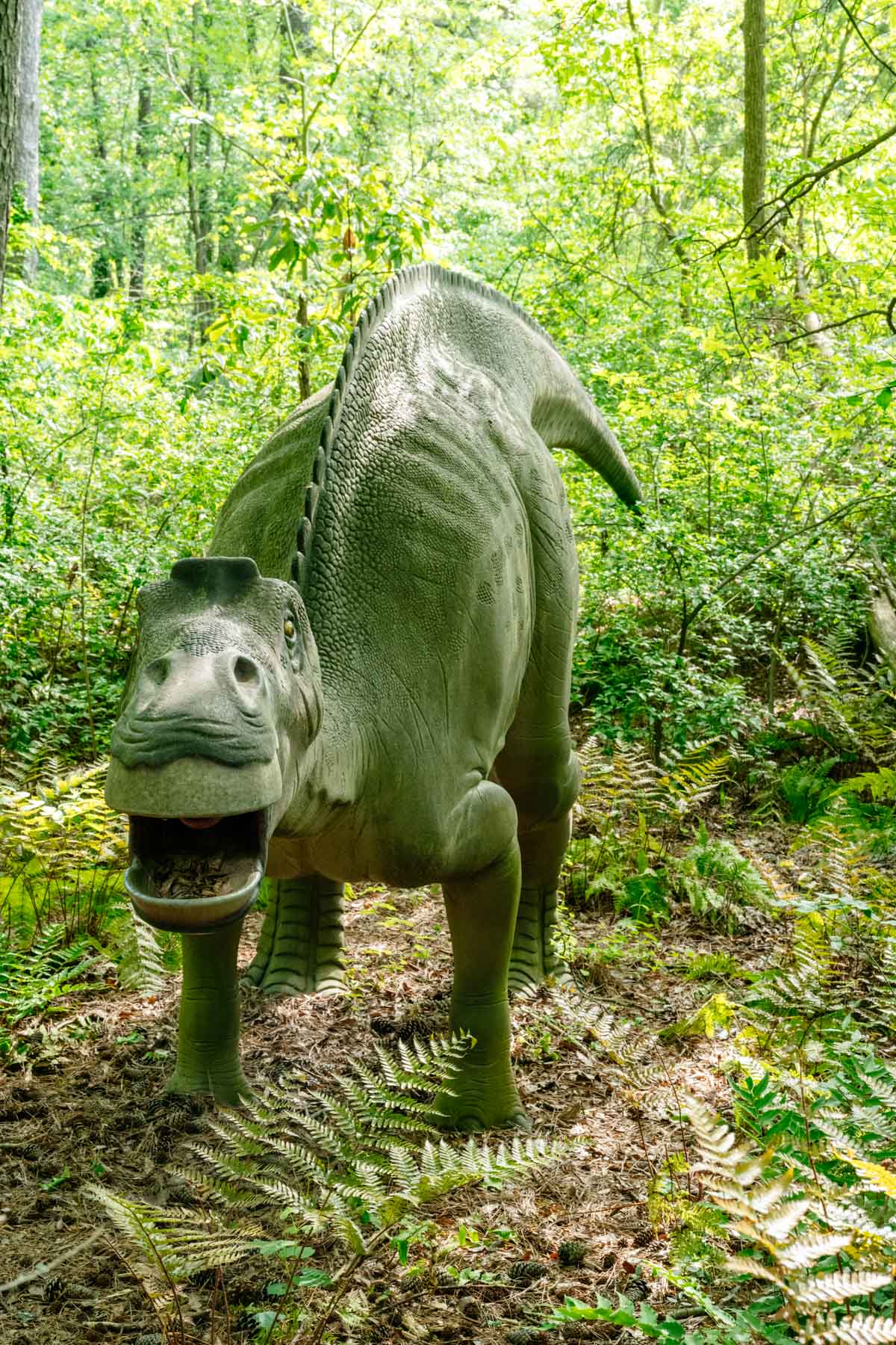 A large dinosaur statue.