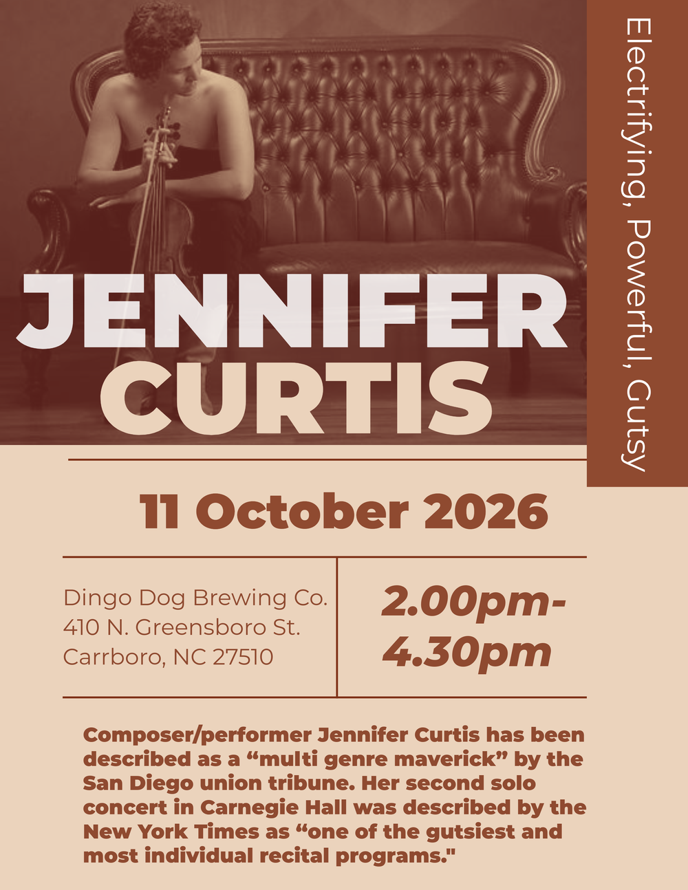 Jennifer Curtis Violin at Dingo Dog Brewing — Music in Dingo Dog Brewing